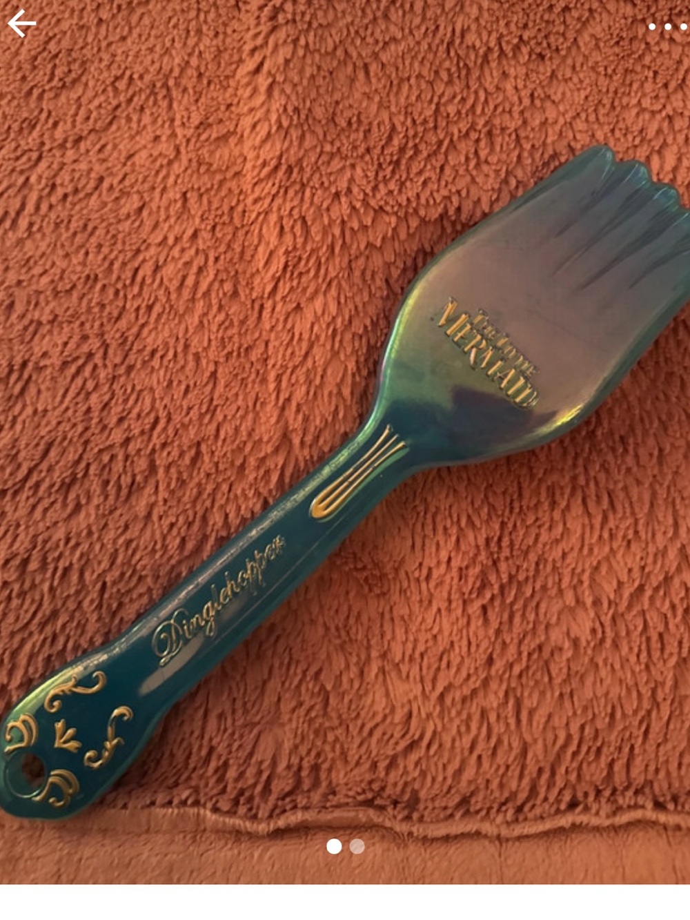 Disney Ariel Little Mermaid Iridescent Teal  Dinglehopper Hair Brush